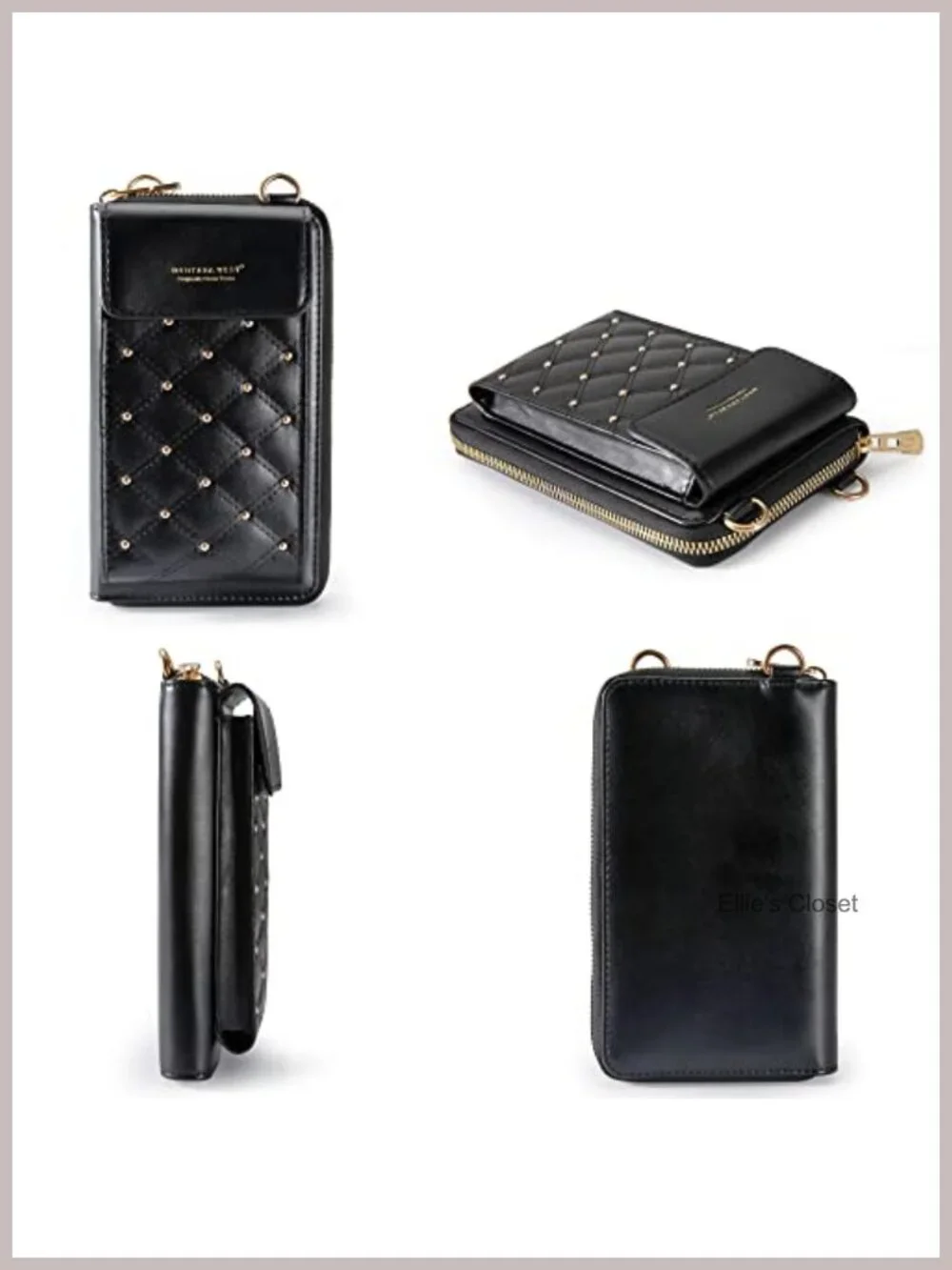 Quilted Vegan Leather Crossbody Phone Purse RFID Blocking Wallet Adjustable